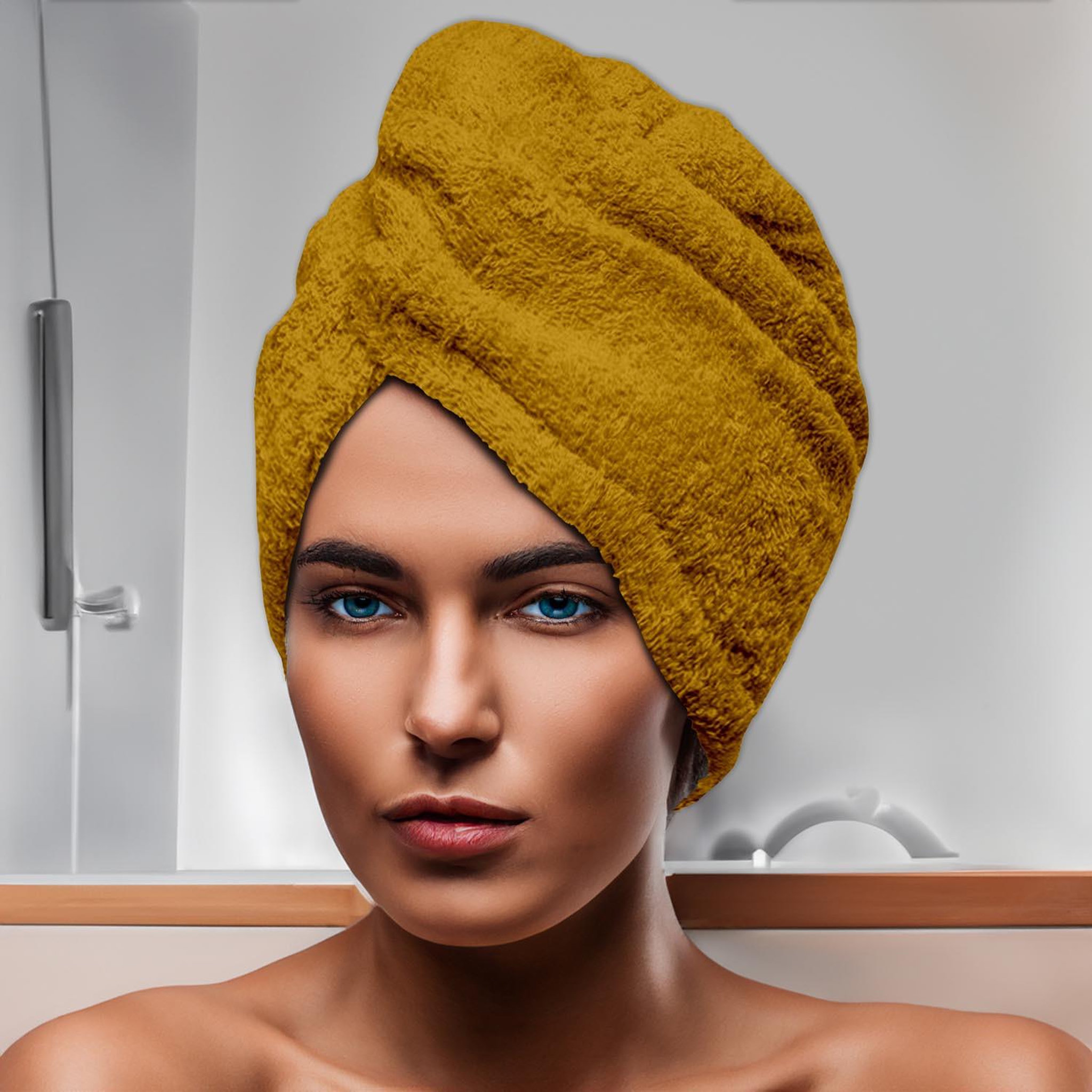 Voir la diapositive 1 : SOLEIL D'OCRE Serviette de bain pour la tête en coton 24x62 cm LAGUNE, par Soleil d'Ocre