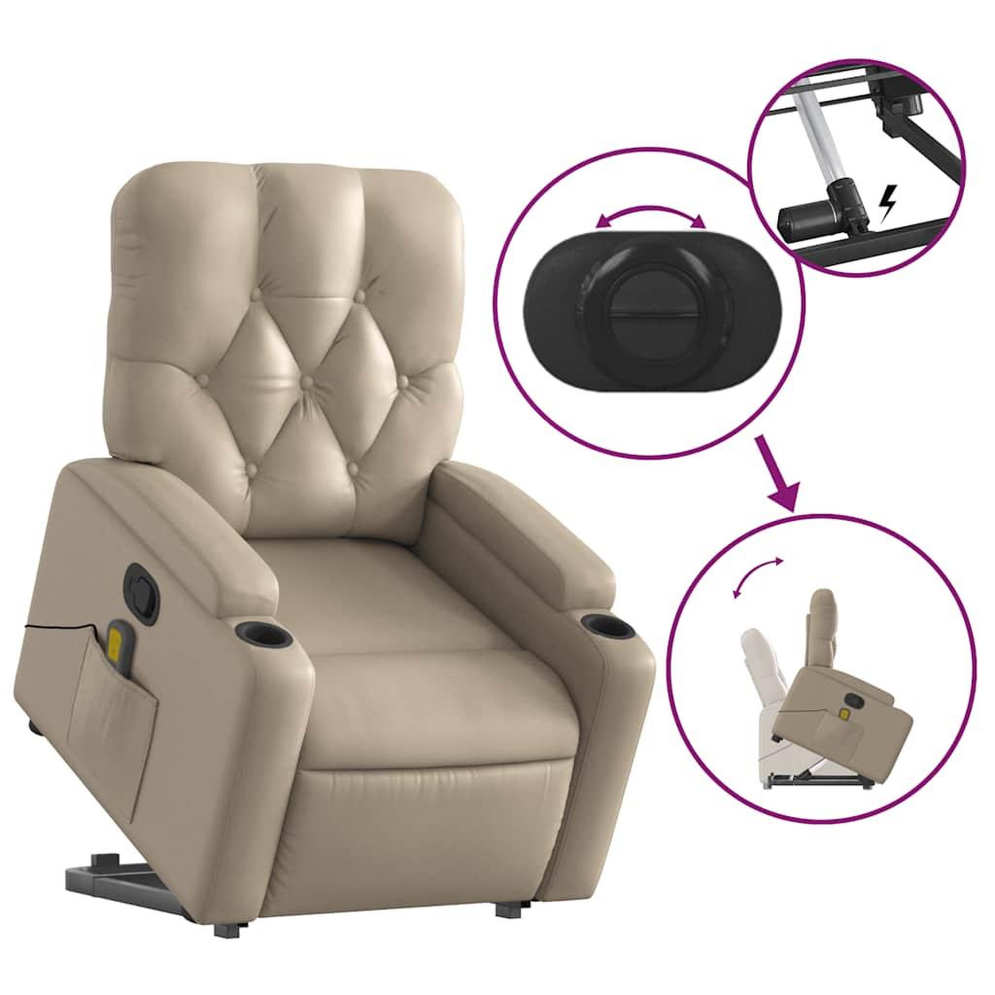 Voir la diapositive 5 : VIDAXL Fauteuil inclinable de massage Cappuccino Similicuir