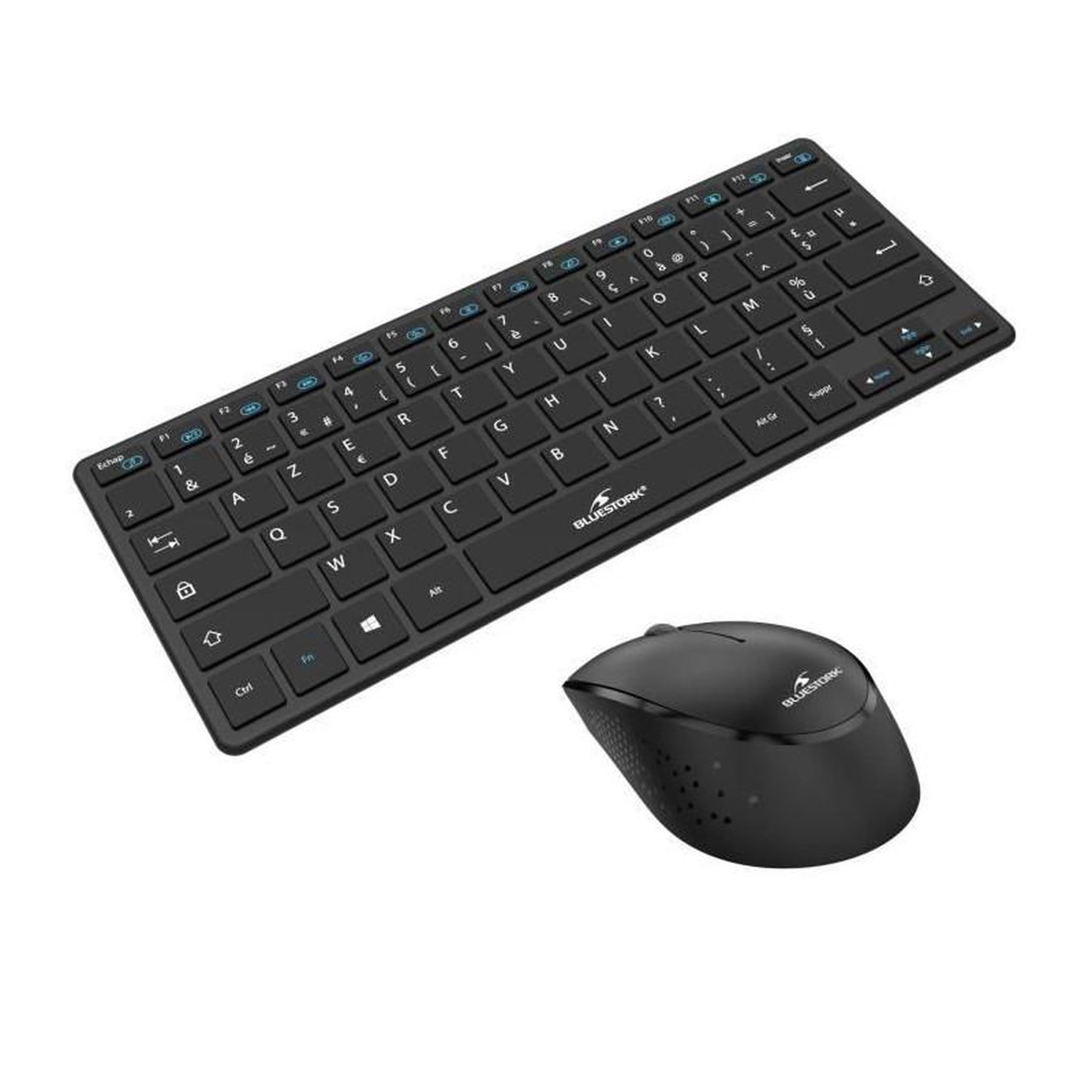 Voir la diapositive 2 : BLUESTORK Pack Clavier et souris sans fil - BLUESTORK - PACK-MINI/FR - Ultra compact - Noir