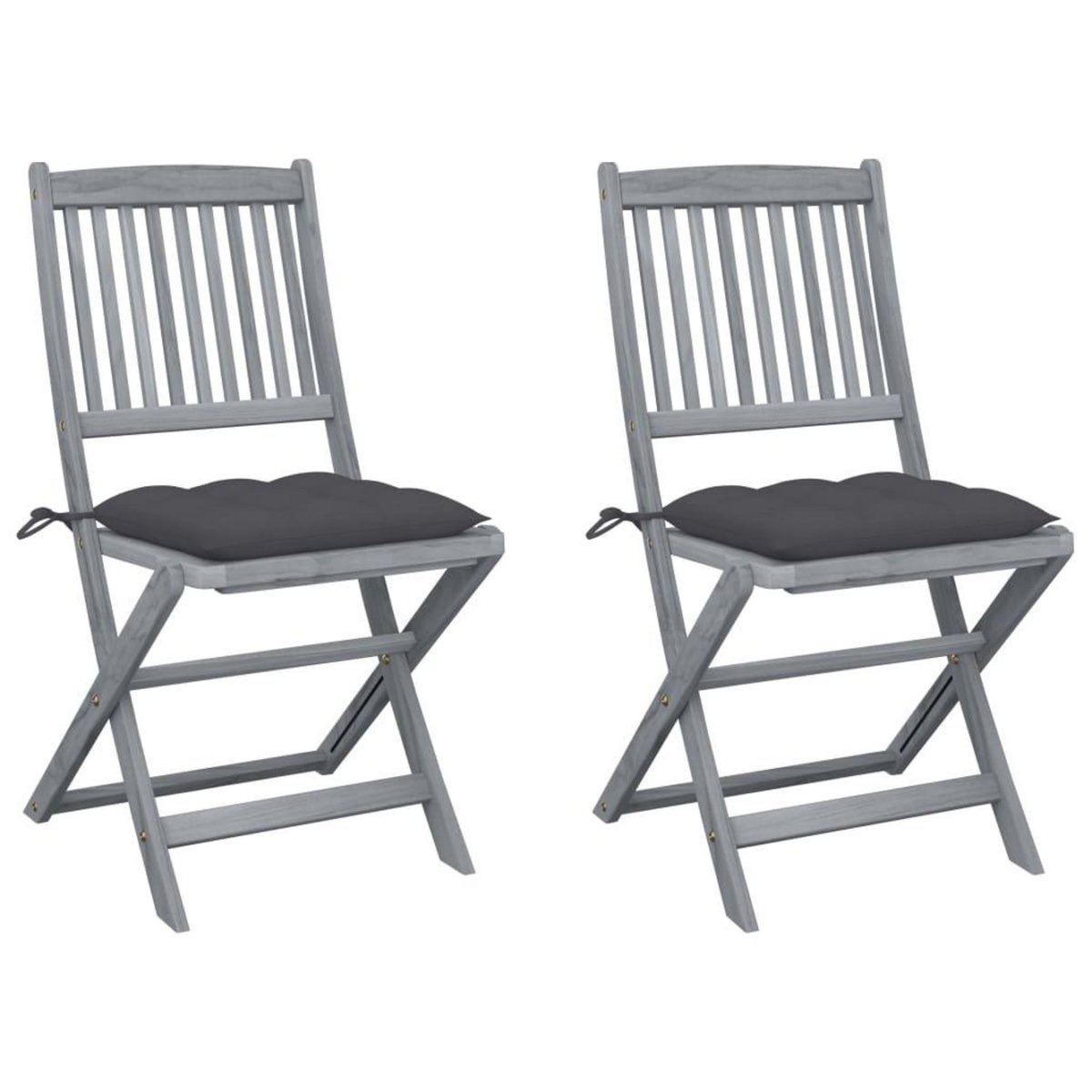 VIDAXL Chaises pliables d'exterieur lot de 2 et coussins Bois d'acacia