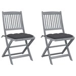 VIDAXL Chaises pliables d'exterieur lot de 2 et coussins Bois d'acacia