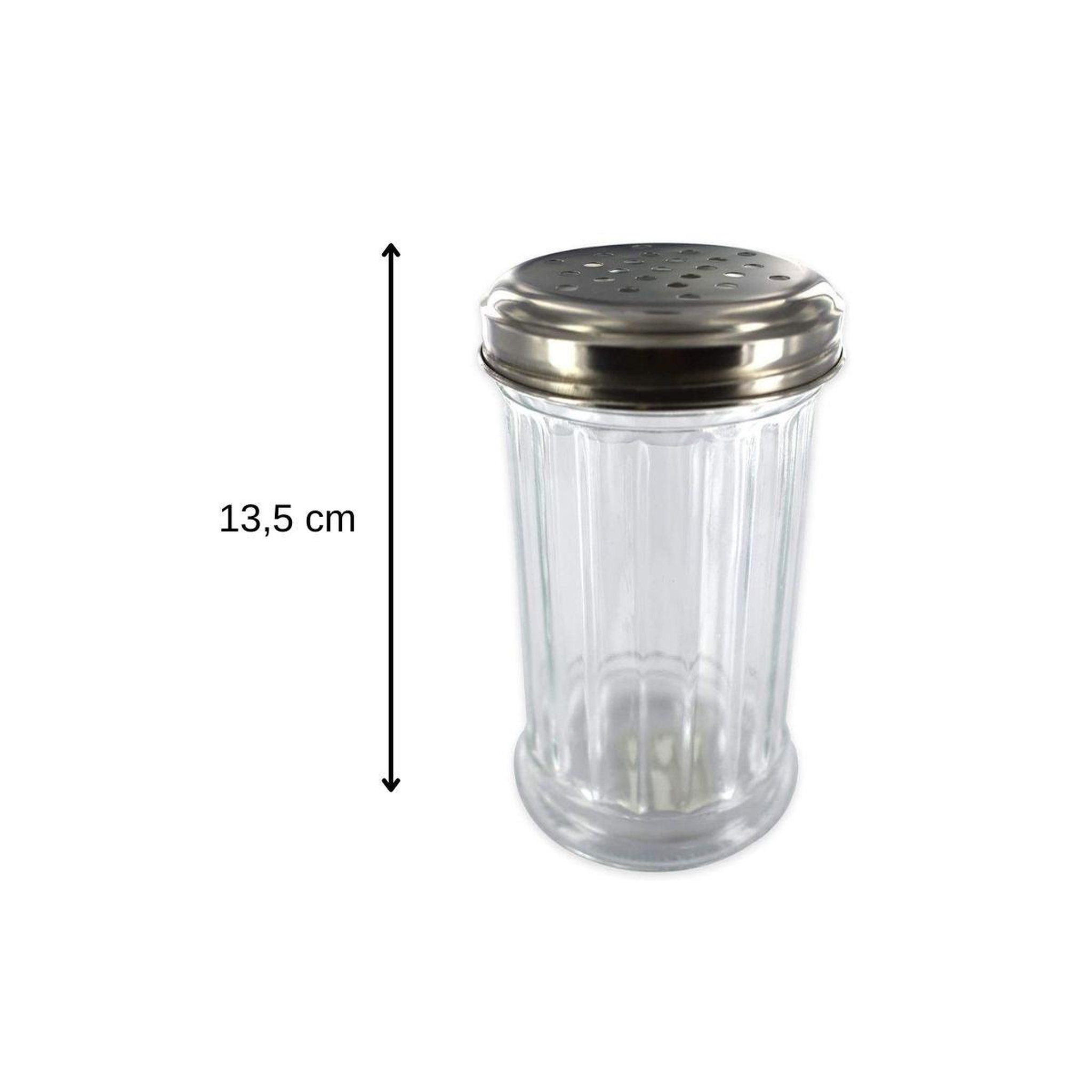 Voir la diapositive 3 : Fackelmann Ensemble de 2 saupoudreuses à parmesan et sucre glace en verre 13 cm fackelmann