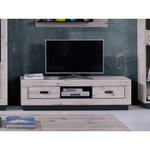 BEST MOBILIER Otis - meuble tv - effet bois gris - 2 tiroirs et 1 niche - 170 cm. Coloris disponibles : Marron