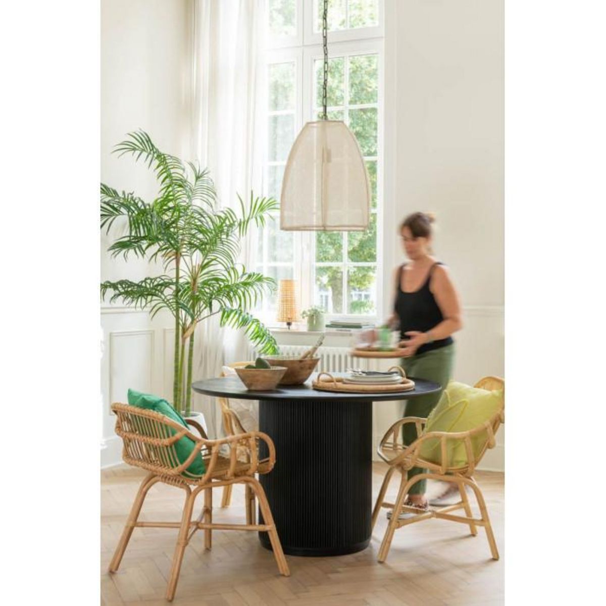 Paris Prix Lampe Suspension en Lin  Poire  161cm Blanc