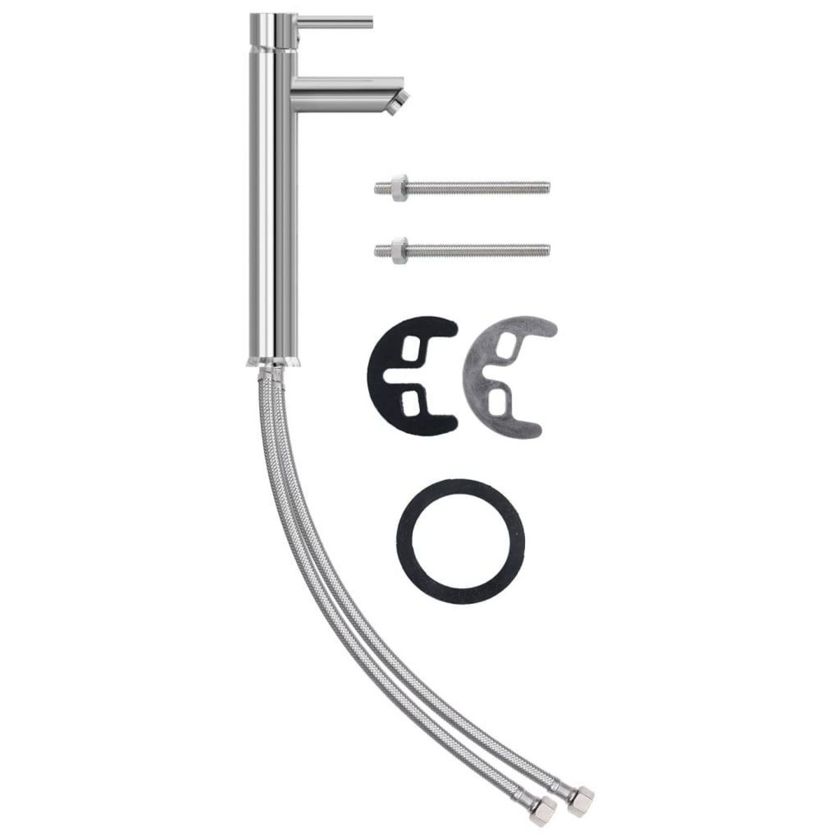 VIDAXL Lavabo de bain avec robinet et drain a poussoir Verre trempe