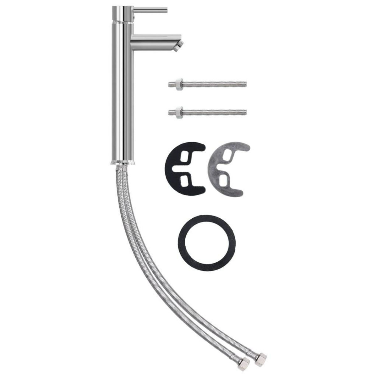 VIDAXL Lavabo de bain avec robinet et drain a poussoir Verre trempe