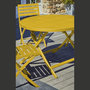 Voir la diapositive 2 : DCB GARDEN Table de jardin ronde pliante - 4/6 places - Aluminium - Jaune moutarde - MARIUS