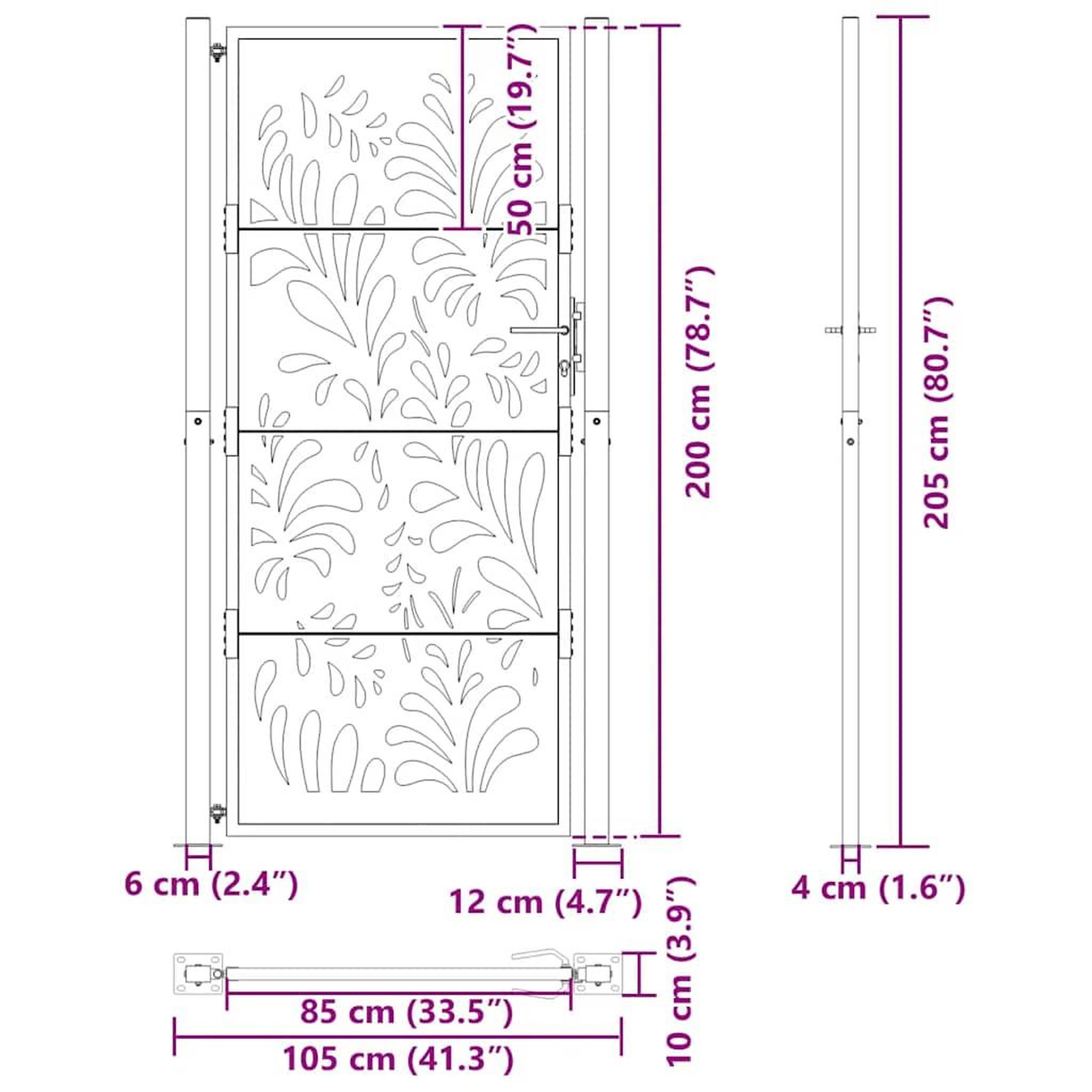 Voir la diapositive 6 : VIDAXL Porte de jardin acier resistant aux intemperies design vagues