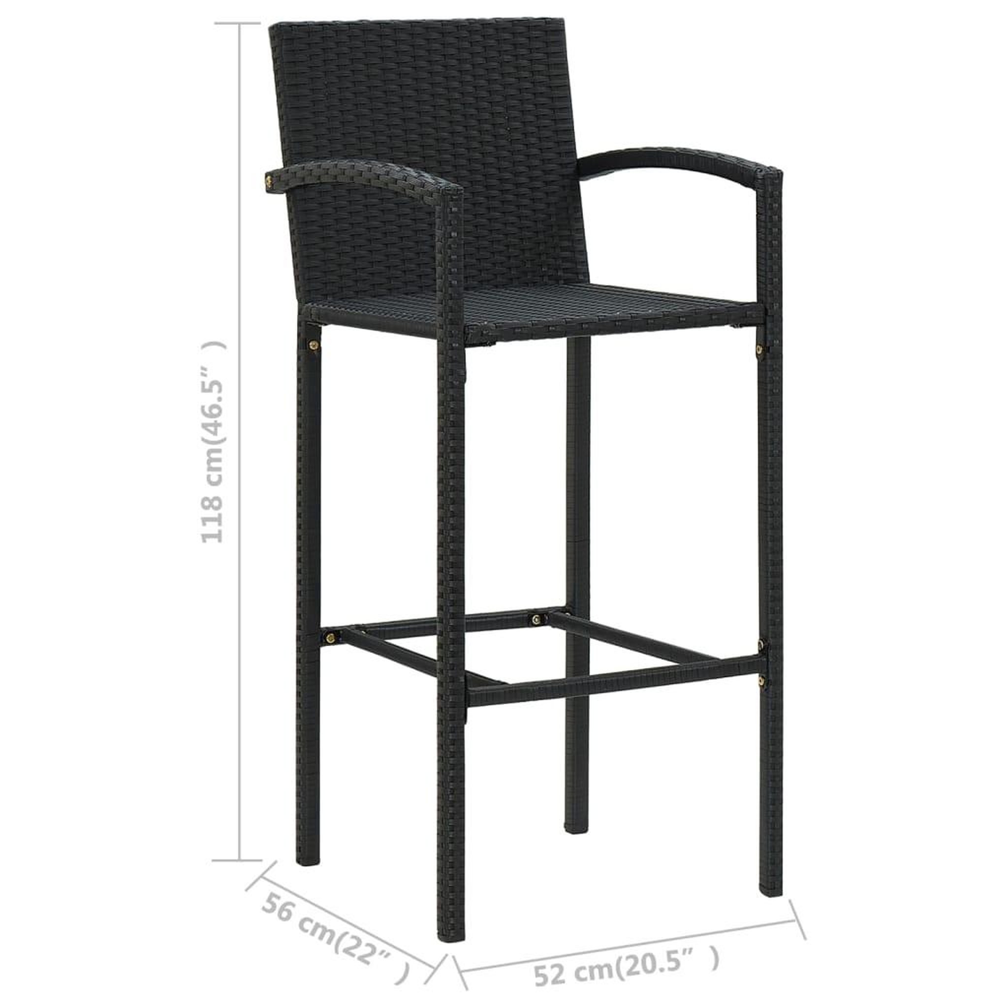 Voir la diapositive 6 : VIDAXL Ensemble de bar d'exterieur 3 pcs accoudoir Resine tressee Noir