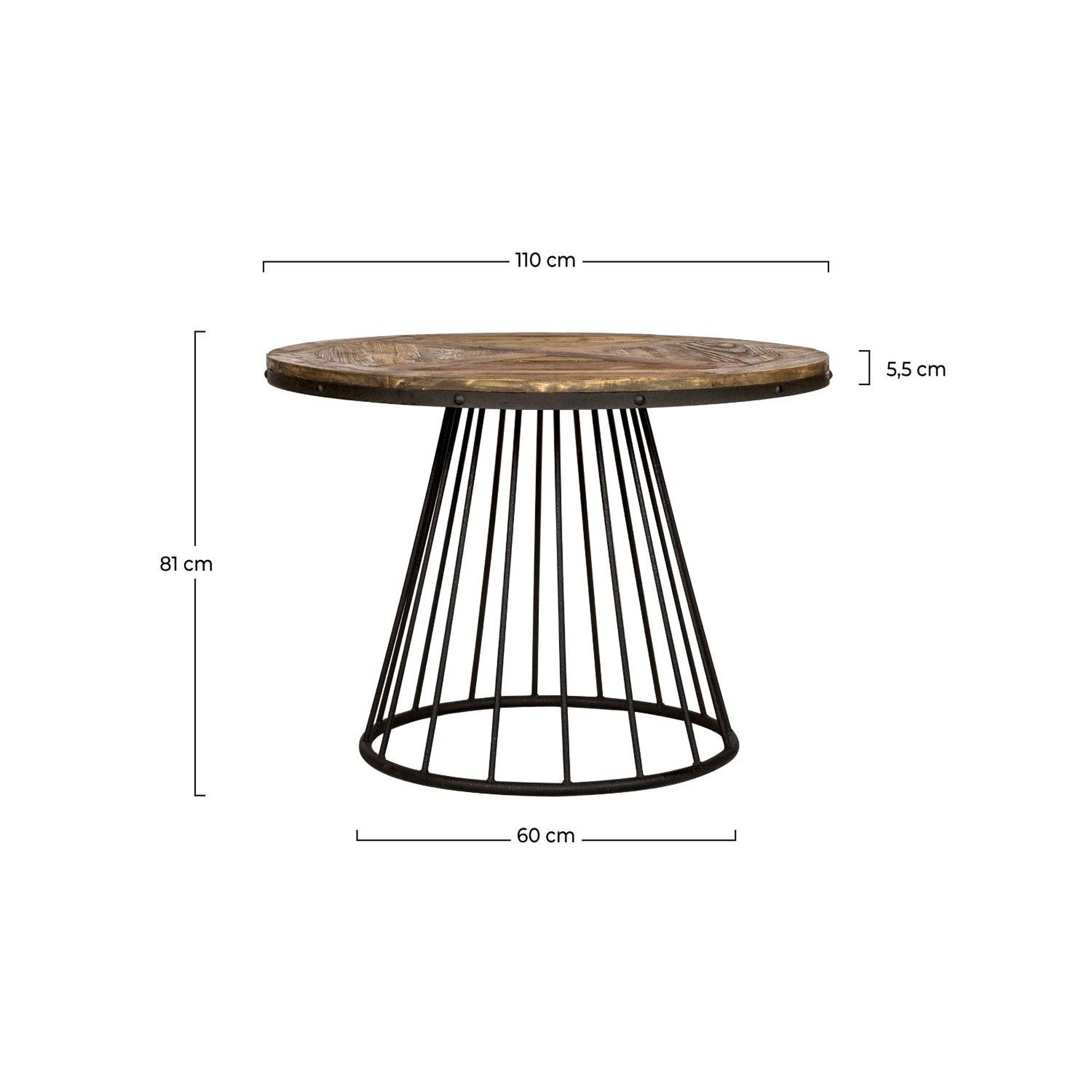 Voir la diapositive 4 : MAISON PAVANE Table ronde 5 personnes en bois de cèdre et pied en métal d110 cm-pralus