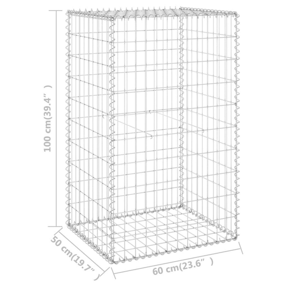 VIDAXL Mur en gabion avec couvercles Acier galvanise 60x50x100 cm