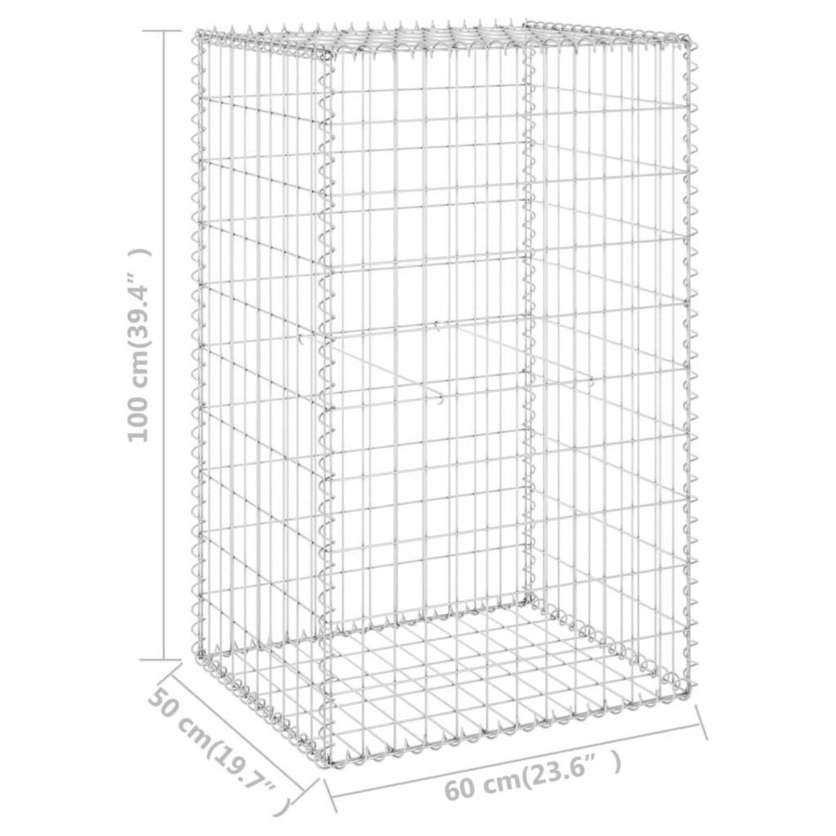 VIDAXL Mur en gabion avec couvercles Acier galvanise 60x50x100 cm