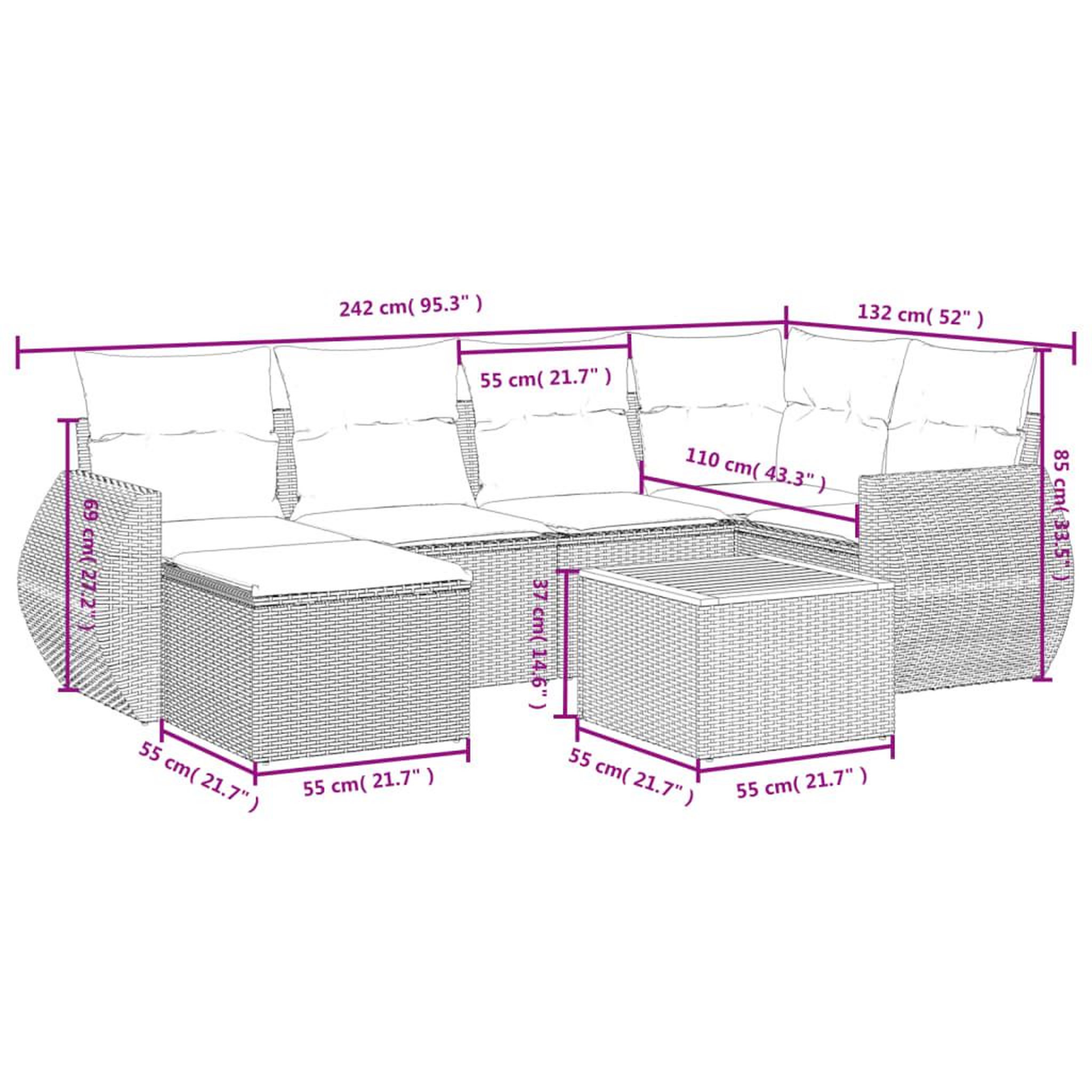 Voir la diapositive 6 : VIDAXL Salon de jardin 7 pcs avec coussins noir resine tressee