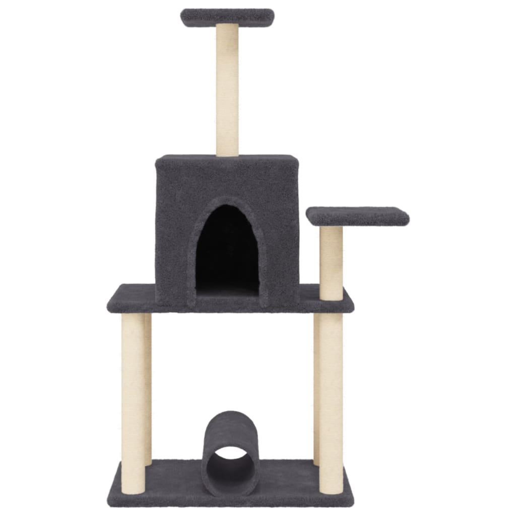 Voir la diapositive 4 : VIDAXL Arbre a chat avec griffoirs en sisal gris fonce 122 cm