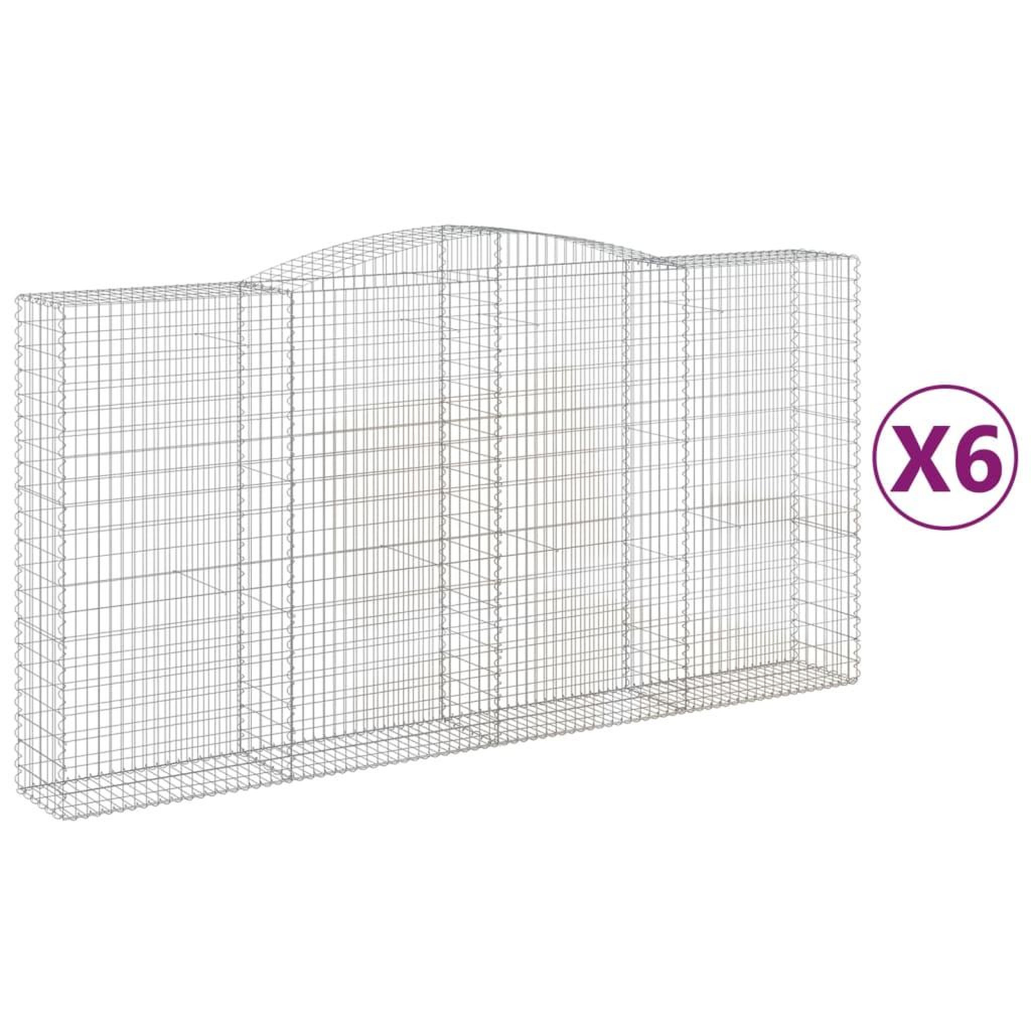 Voir la diapositive 2 : VIDAXL Paniers a gabions arques 6 pcs 400x50x200/220 cm Fer galvanise