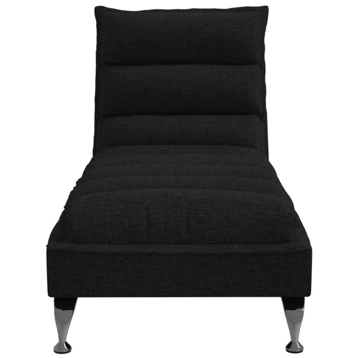 VIDAXL Chaise longue avec coussins noir tissu