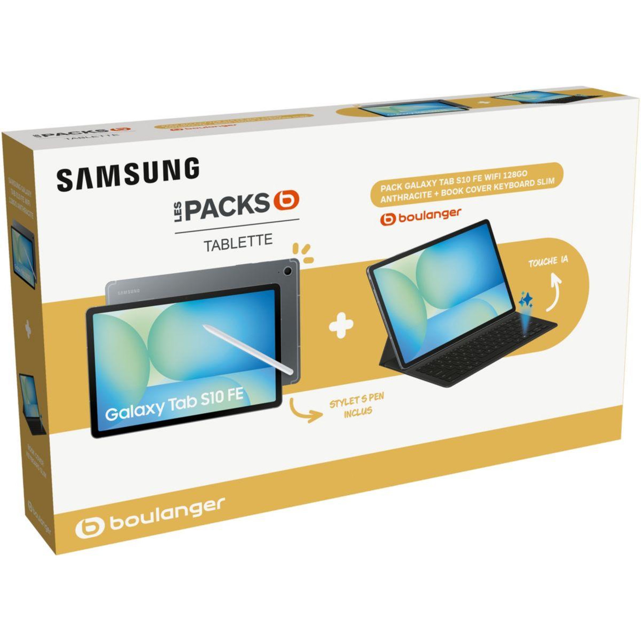Voir la diapositive 2 : Samsung Tablette Android Pack Galaxy Tab S10 FE 128Go avec Galaxy IA + BookCover Keyboard Slim + S Pen inclus