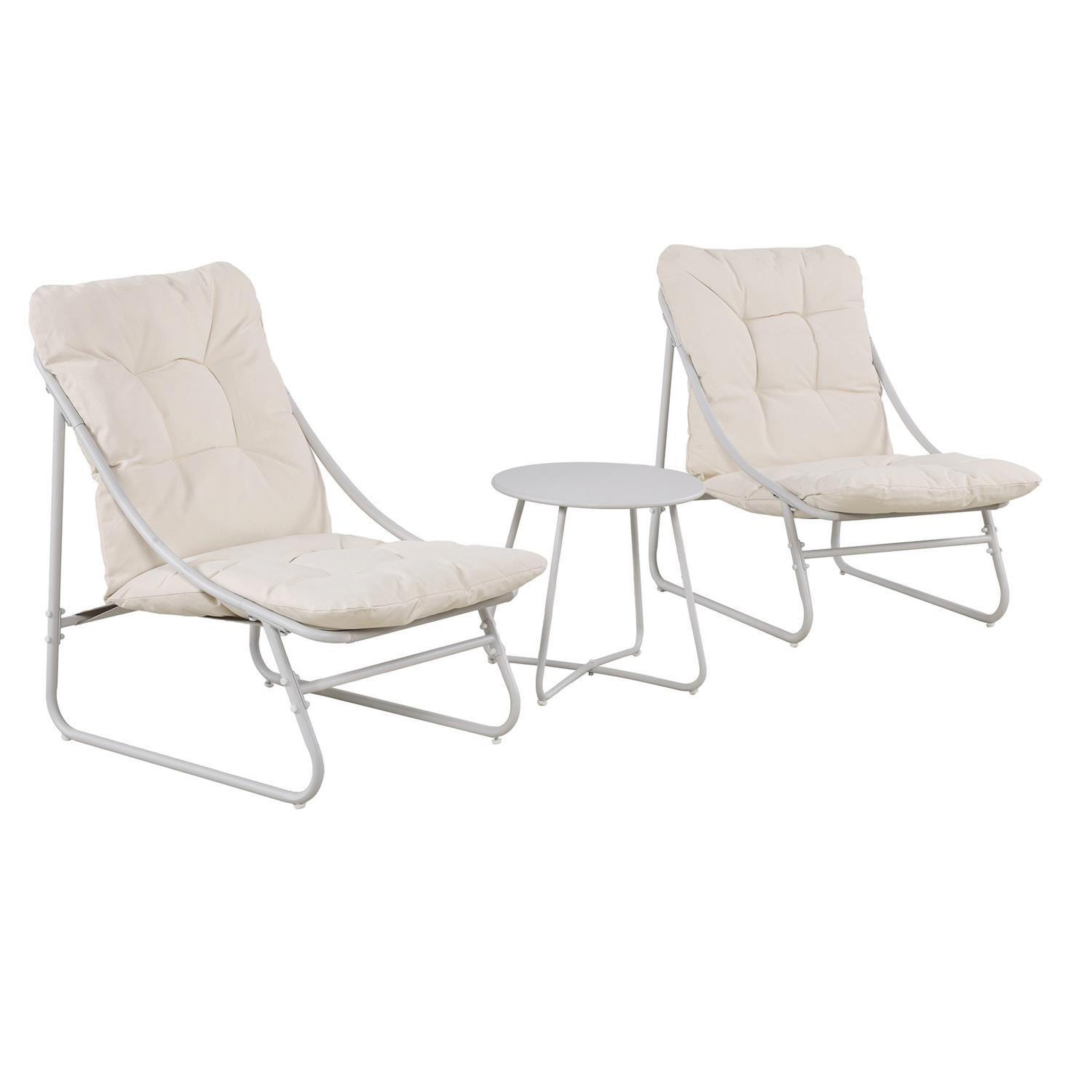 Voir la diapositive 3 : The Home Deco Factory Salon de jardin en acier 2 places antibes - beige