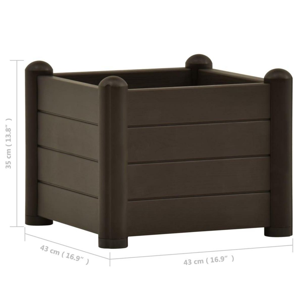 VIDAXL Lit sureleve de jardin PP Moka 43x43x35 cm