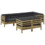 Voir la diapositive 1 : VIDAXL Salon de jardin 7 pcs avec coussins bois de pin impregne