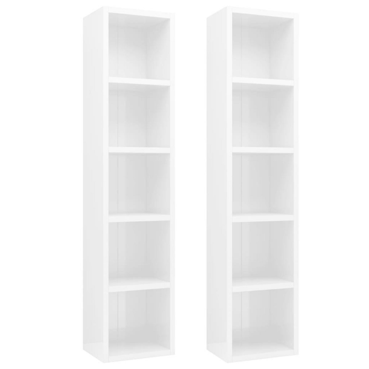VIDAXL Armoires a CD 2 pcs Blanc brillant 21x16x93,5 cm