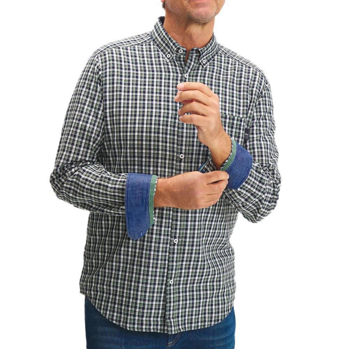 TBS Chemise Blanche/Verte Homme TBS Sylasch