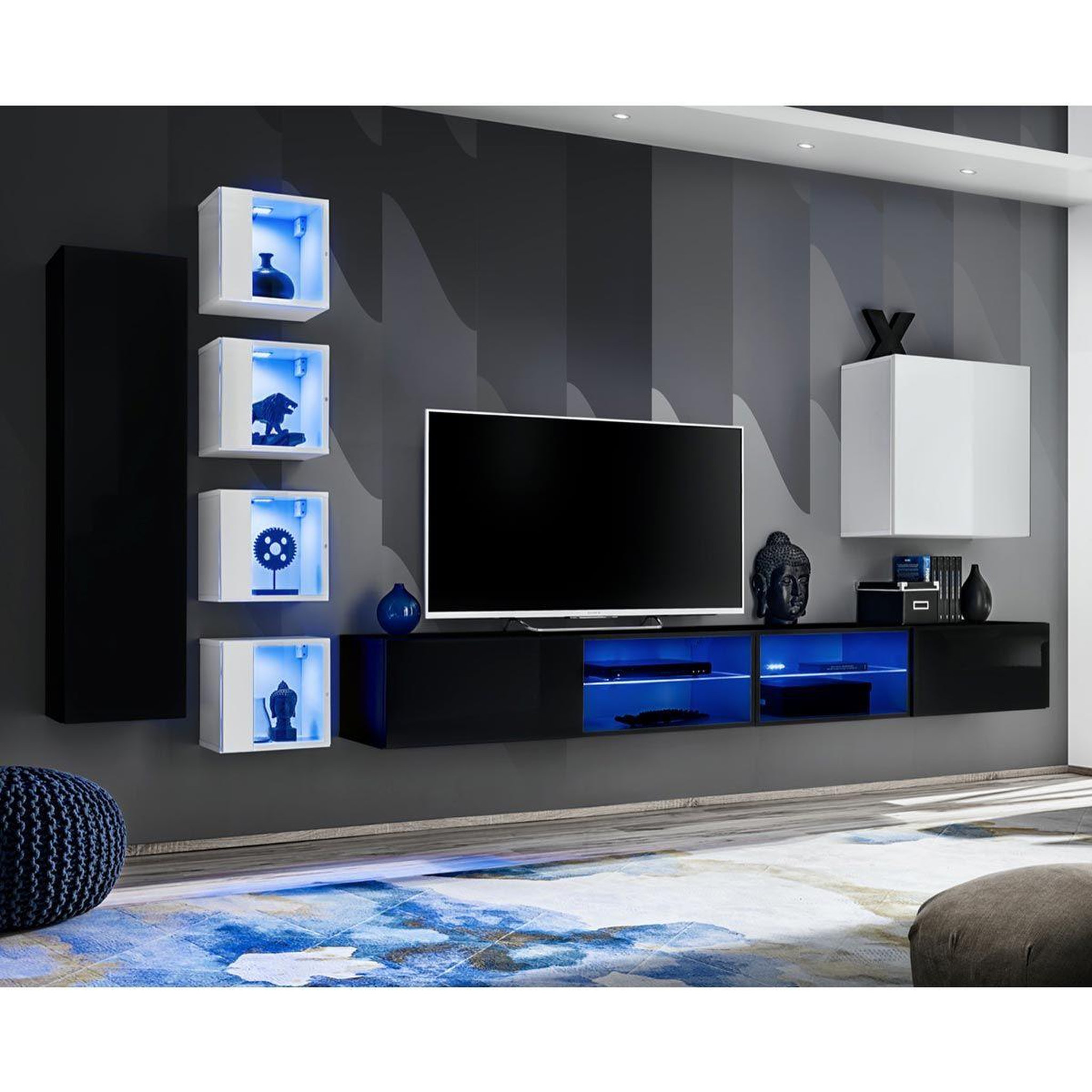 Paris Prix Ensemble meuble tv  switch xxvi  320cm noir & blanc