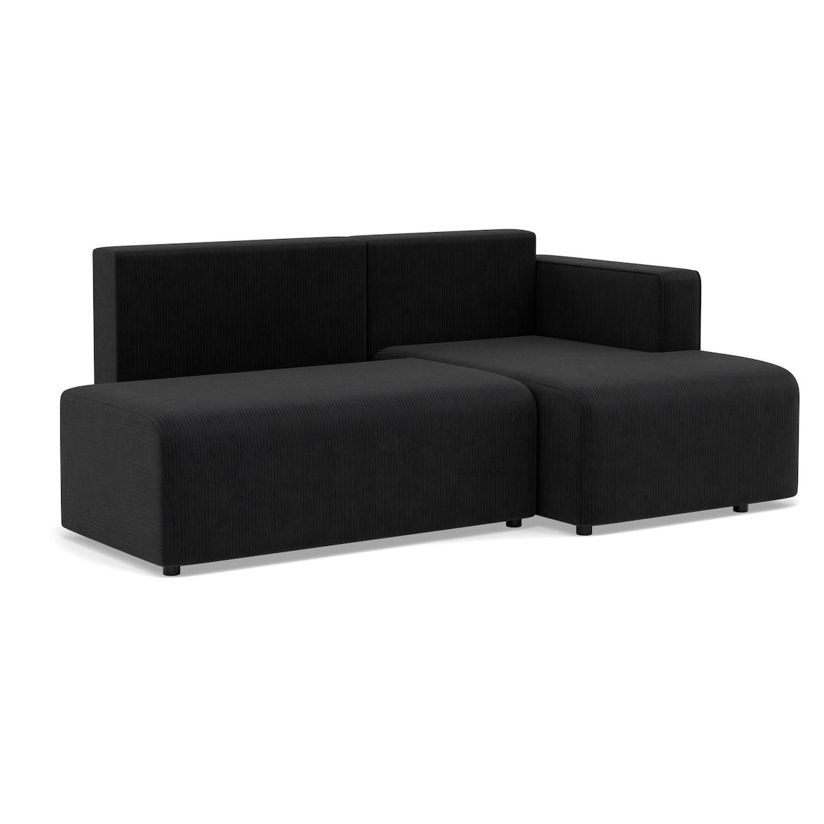 BEST MOBILIER Topaze - canapé d'angle droit 4 places convertible avec coffre en velours côtelé