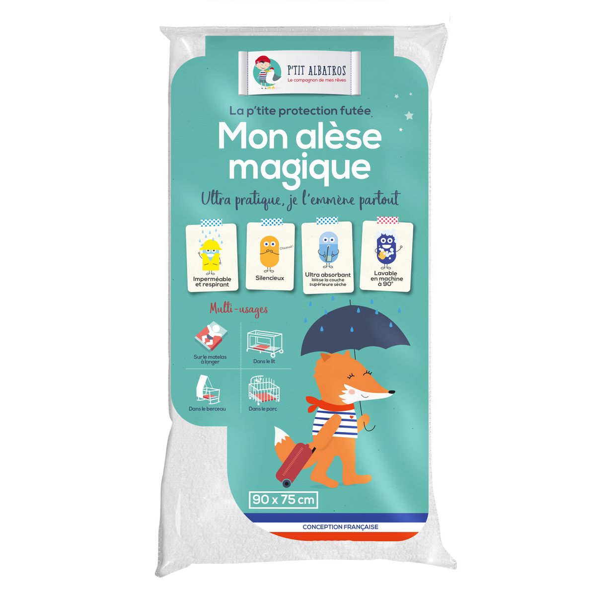 Ptit Albatros Alèse magique multi-usages 90 x 75 cm