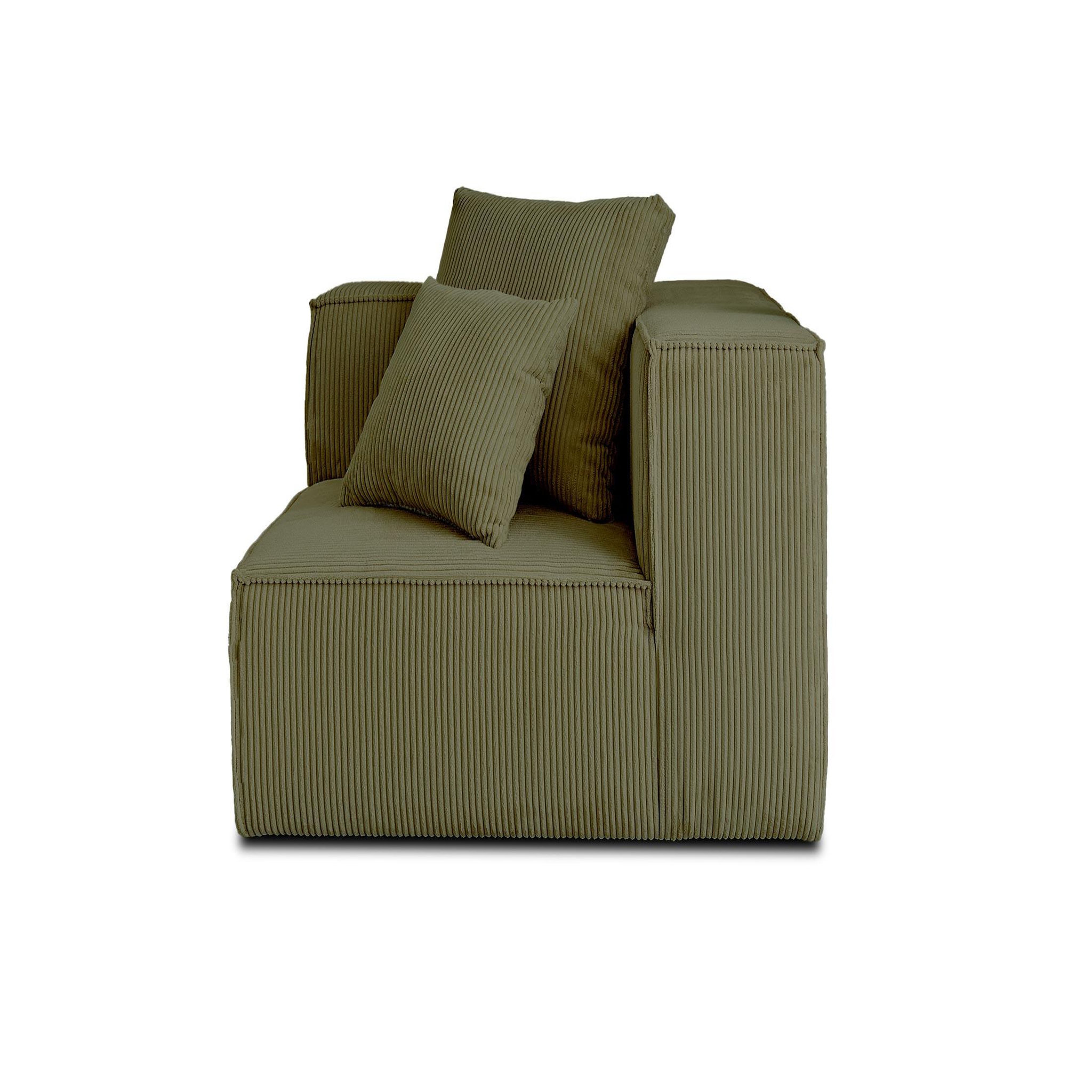 Voir la diapositive 5 : LISA DESIGN Colombine - module d'assise d'angle réversible - en velours côtelé