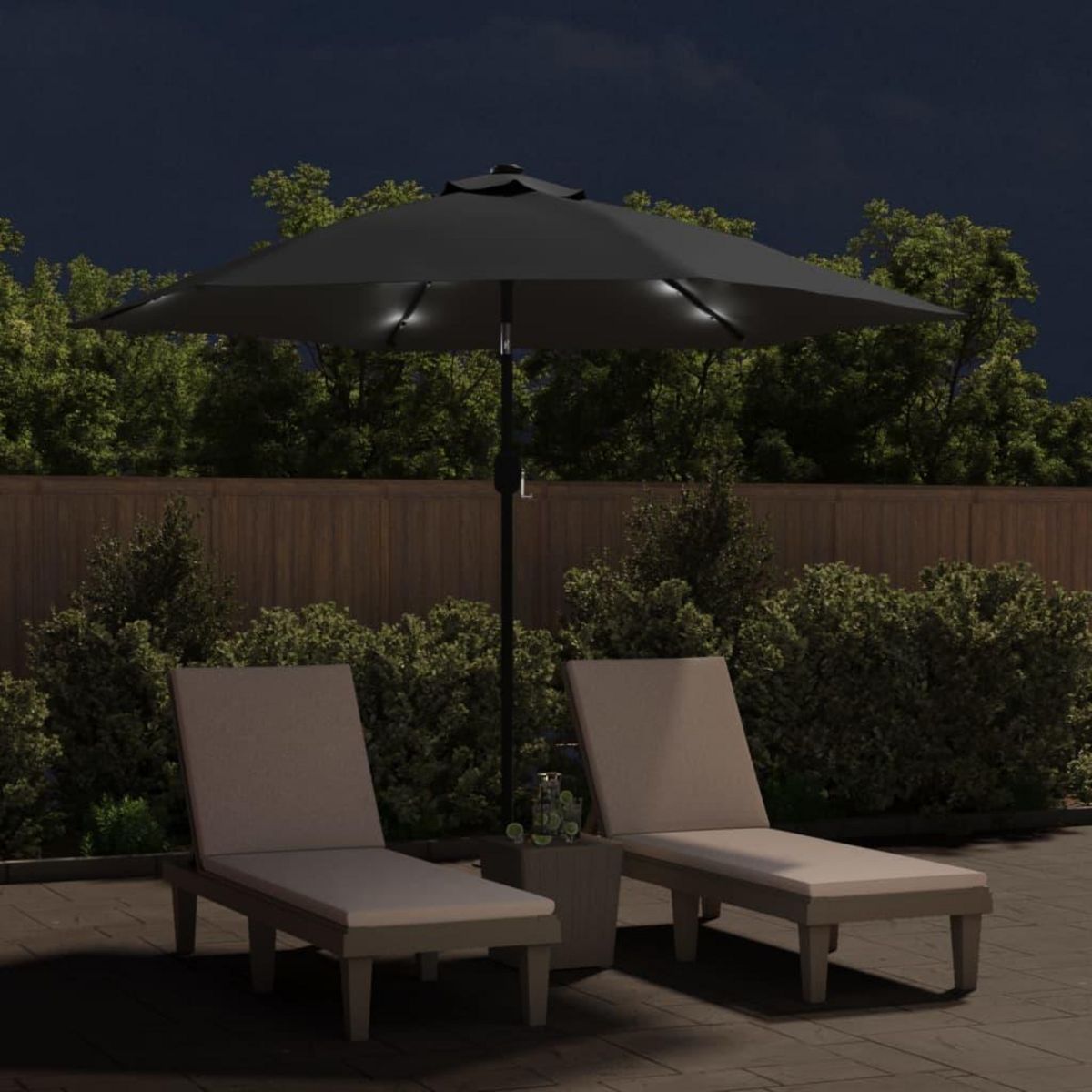 VIDAXL Parasol d'exterieur avec LED et mat en acier 300 cm Anthracite