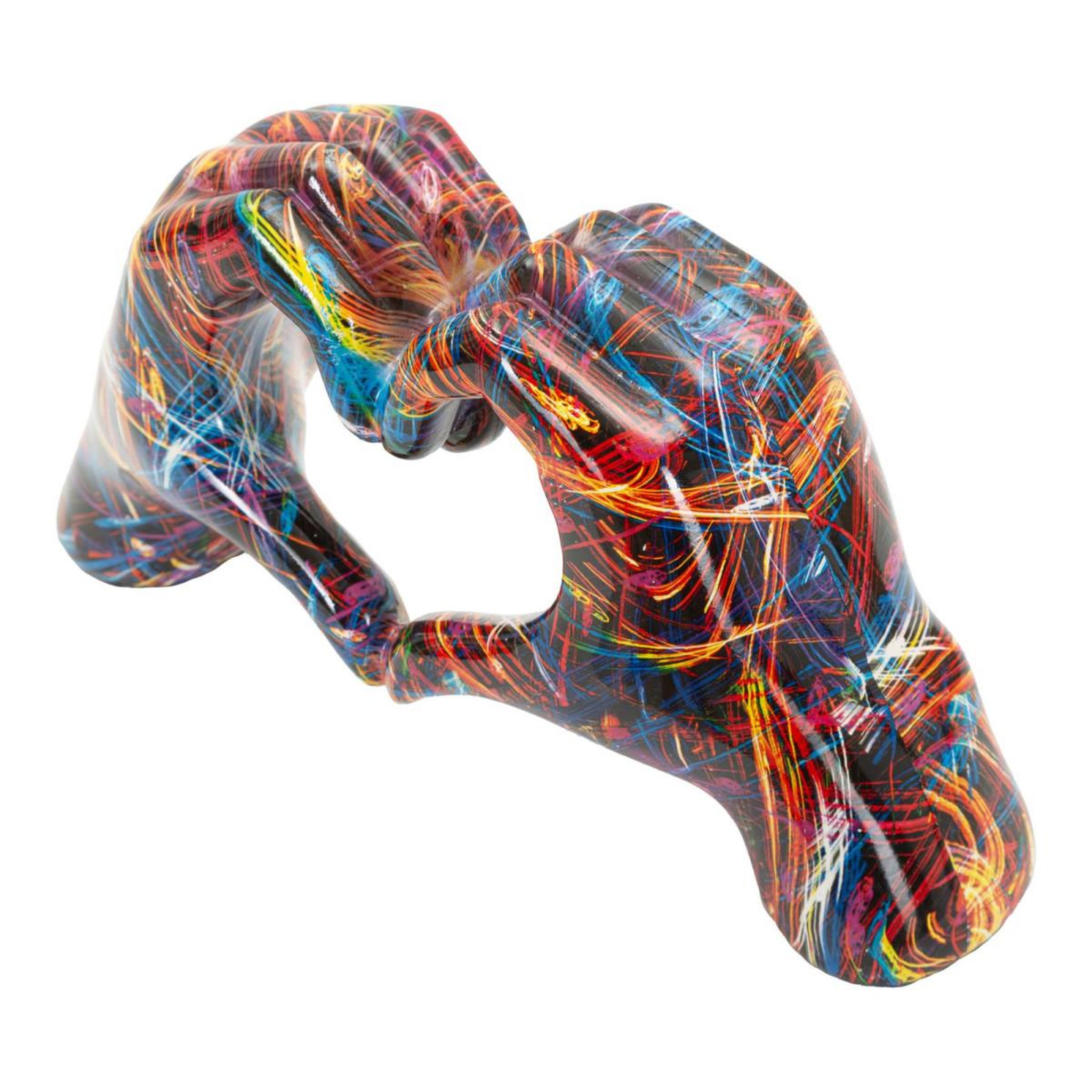 Voir la diapositive 3 : Paris Prix Mains cœur en résine  psyco  25cm multicolore