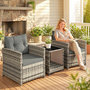 Voir la diapositive 6 : OUTSUNNY Salon de jardin 2 places 3 pièces résine tressée gris clair