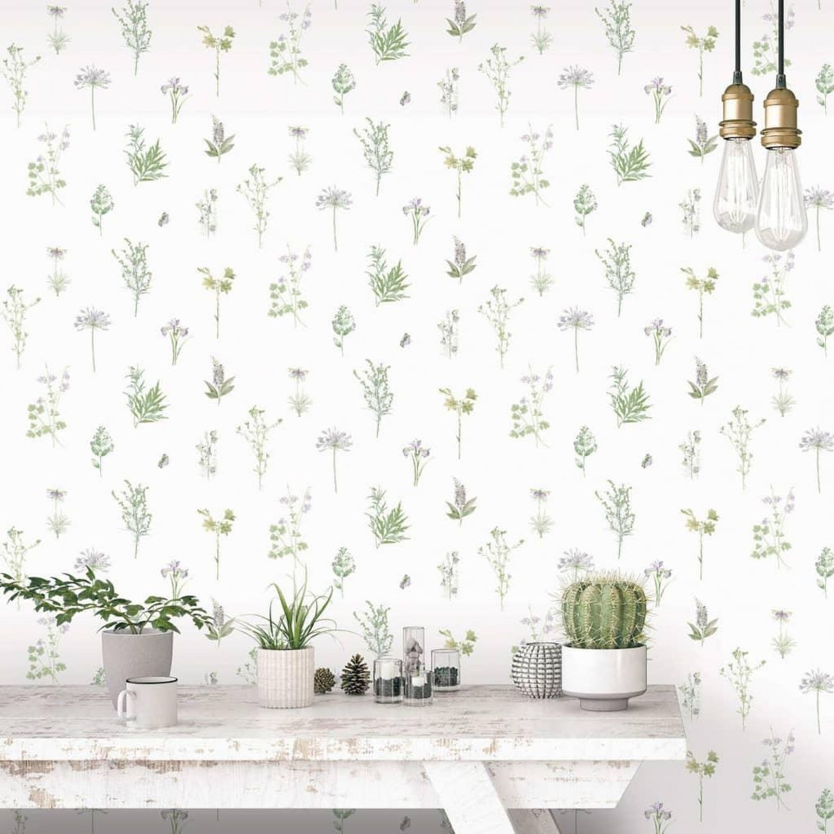 Noordwand Noordwand Papier peint Evergreen Herbs and Flowers blanc