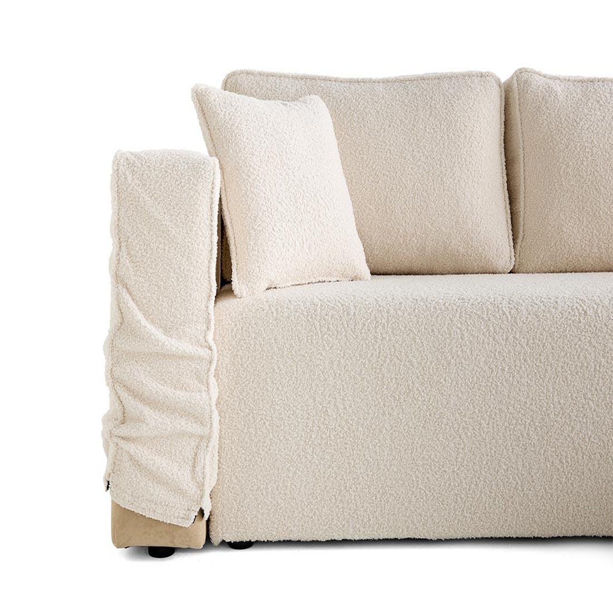 Voir la diapositive 2 : BEST MOBILIER Topaze - canapé d'angle déhoussable réversible 4 places en tissu bouclette