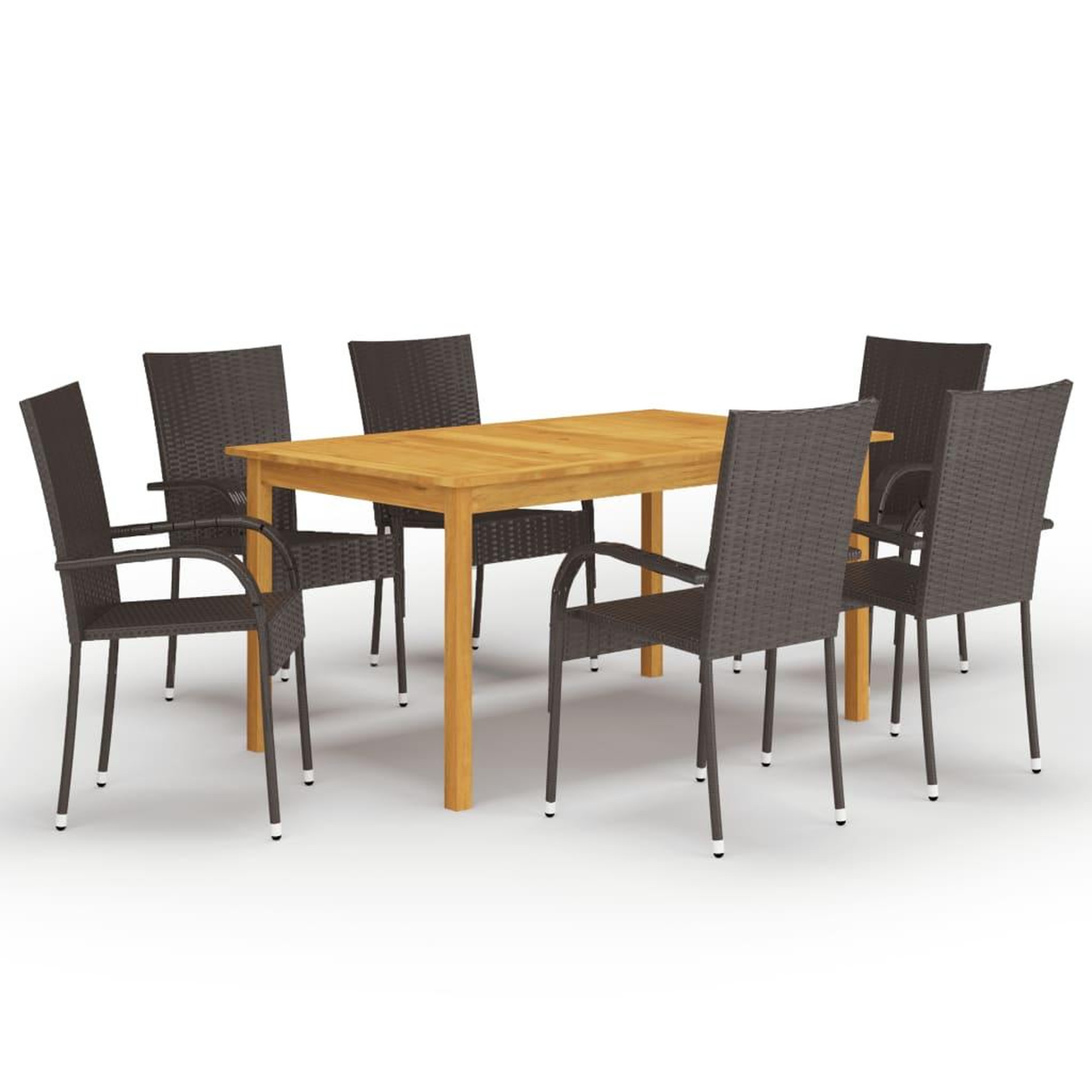 Voir la diapositive 1 : VIDAXL Ensemble a manger de jardin 7 pcs Marron