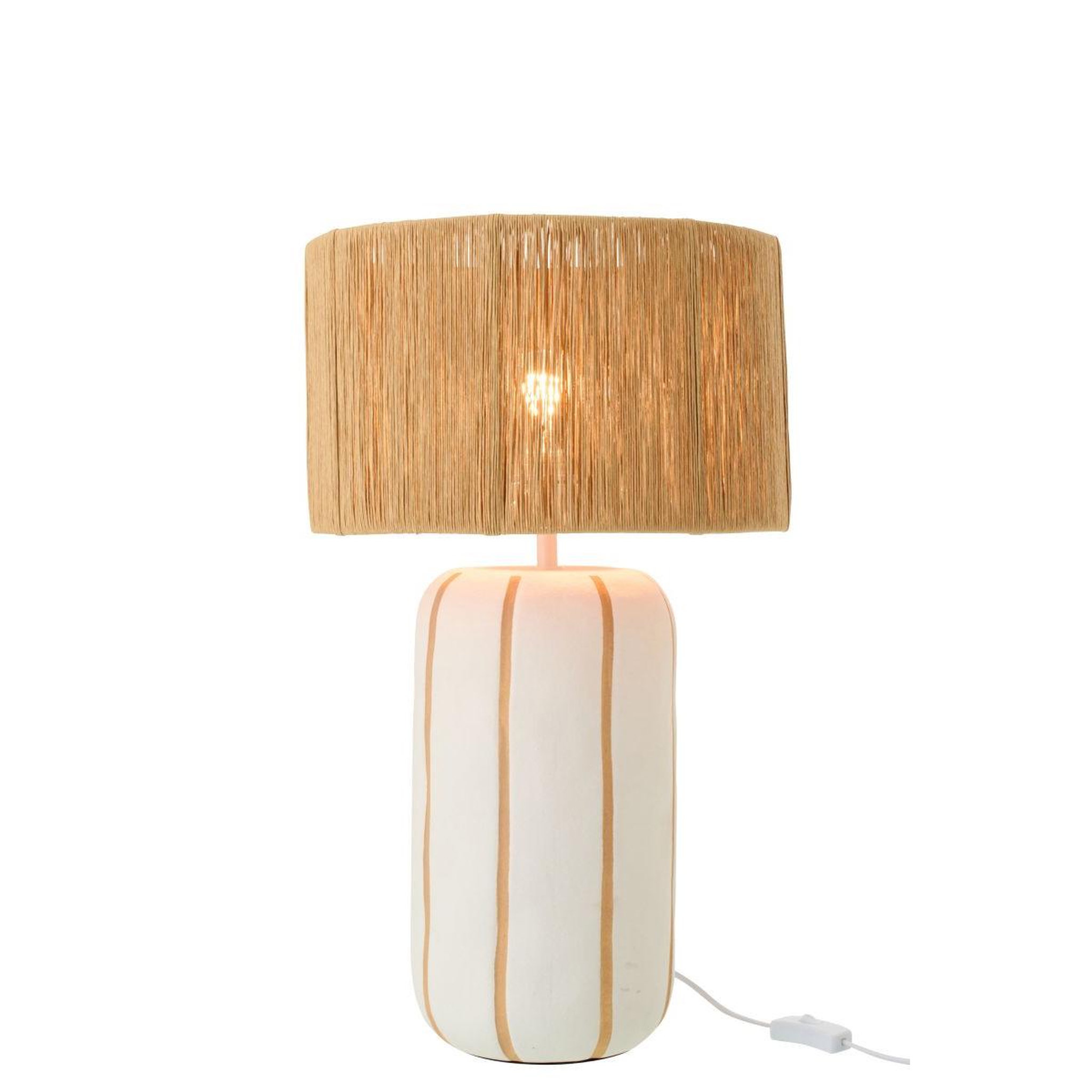 Voir la diapositive 3 : J-LINE Lampe à poser à rayures  irvin  60cm naturel & blanc