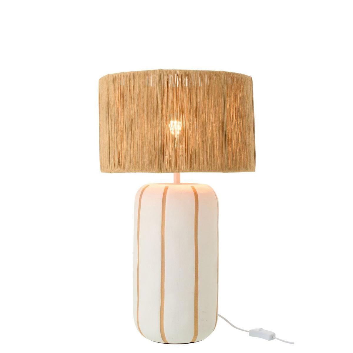Paris Prix Lampe à Poser à Rayures  Irvin  60cm Naturel & Blanc