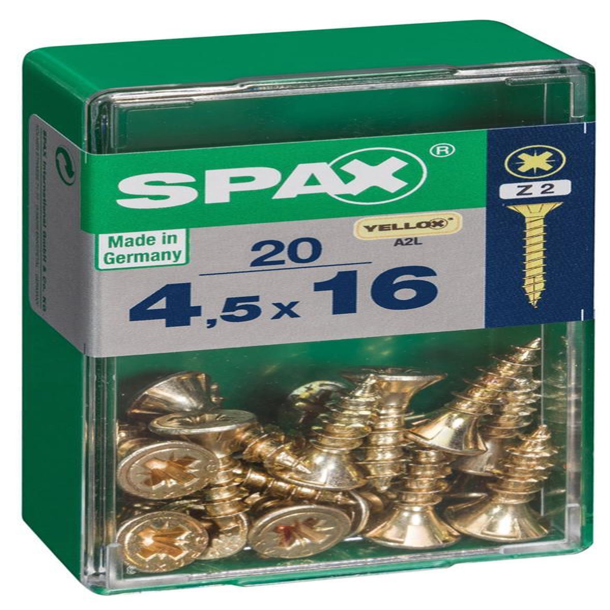 CENTRALE BRICO Lot de 20 vis acier tête fraisée pozidriv SPAX, Diam.4.5 mm x L.16 mm