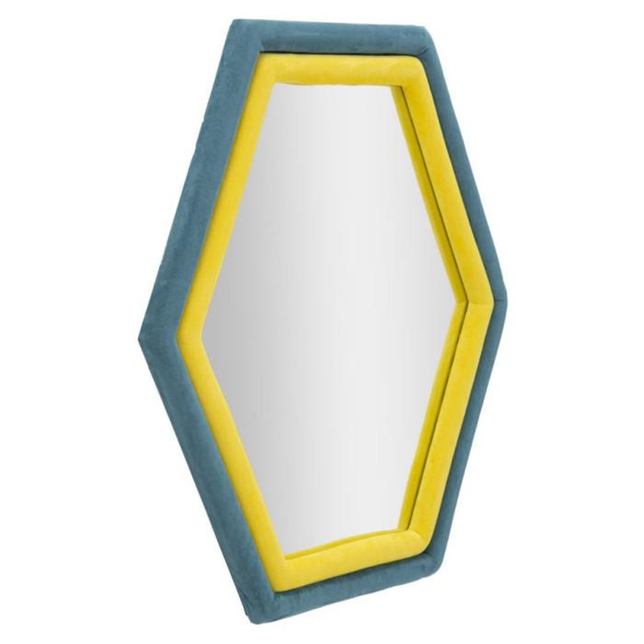 Voir la diapositive 2 : Paris Prix Miroir Mural en Velours  Tony  80cm Bleu & Jaune