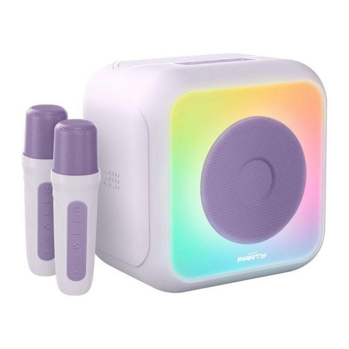 BIGBEN PARTY Enceinte karaoké lumineuse - BIGBEN - Lavande - Bluetooth, 30W, 2 micros sans fil USB-C, Égaliseur, Batterie Li-on