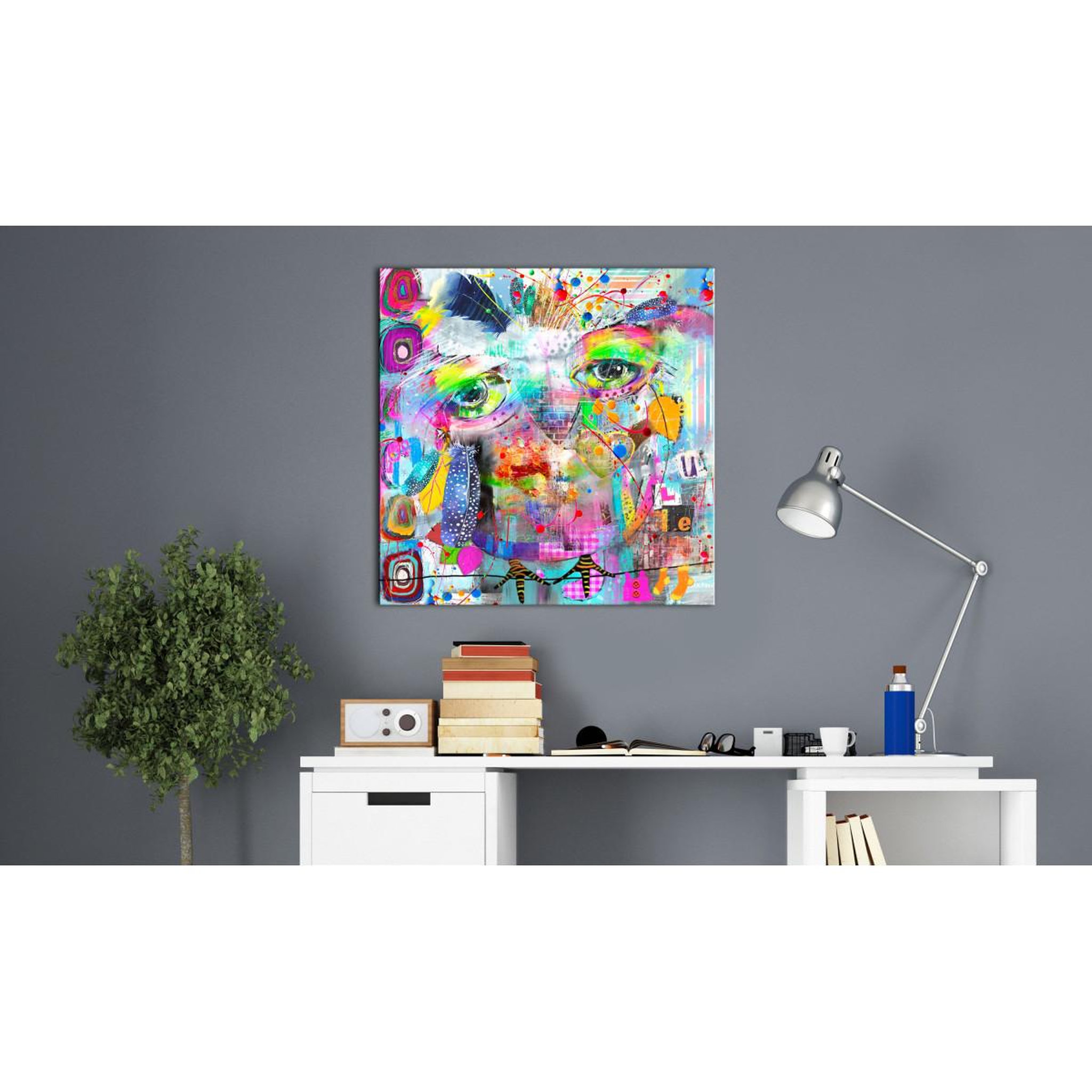 Voir la diapositive 2 : Paris Prix Tableau imprimé  colourful owl