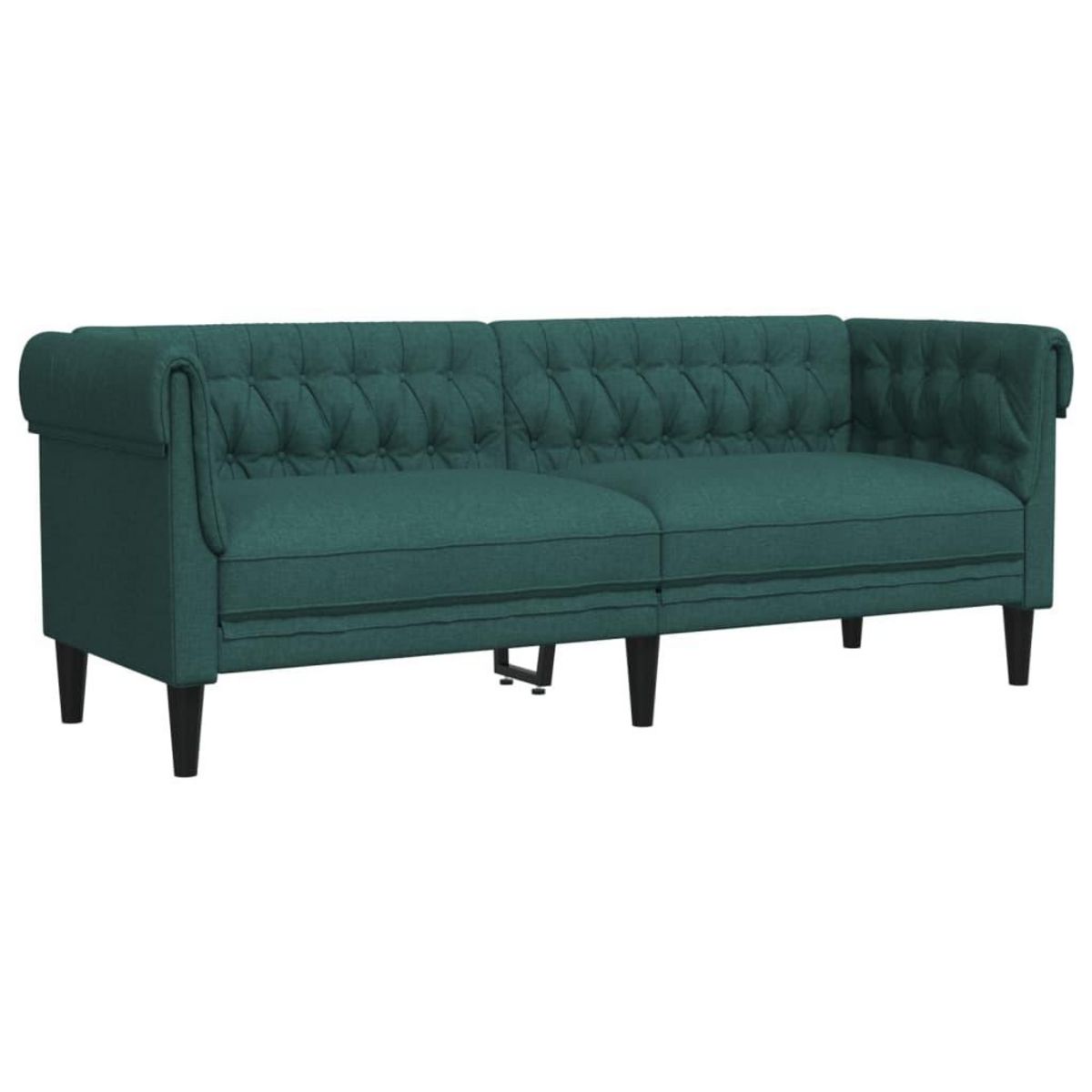 VIDAXL Canape Chesterfield 3 places vert fonce tissu