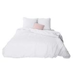 COTE DECO Parure de lit - Coton et Lin. Coloris disponibles : Blanc, Bleu, Gris, Rose