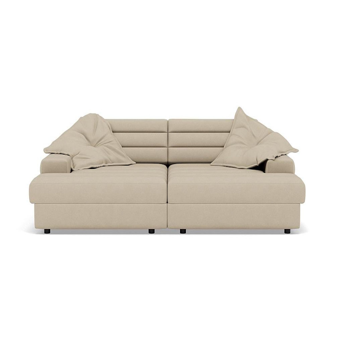 LISA DESIGN Loredana - canapé droit 4 places double méridienne - assise profonde - en tissu texturé