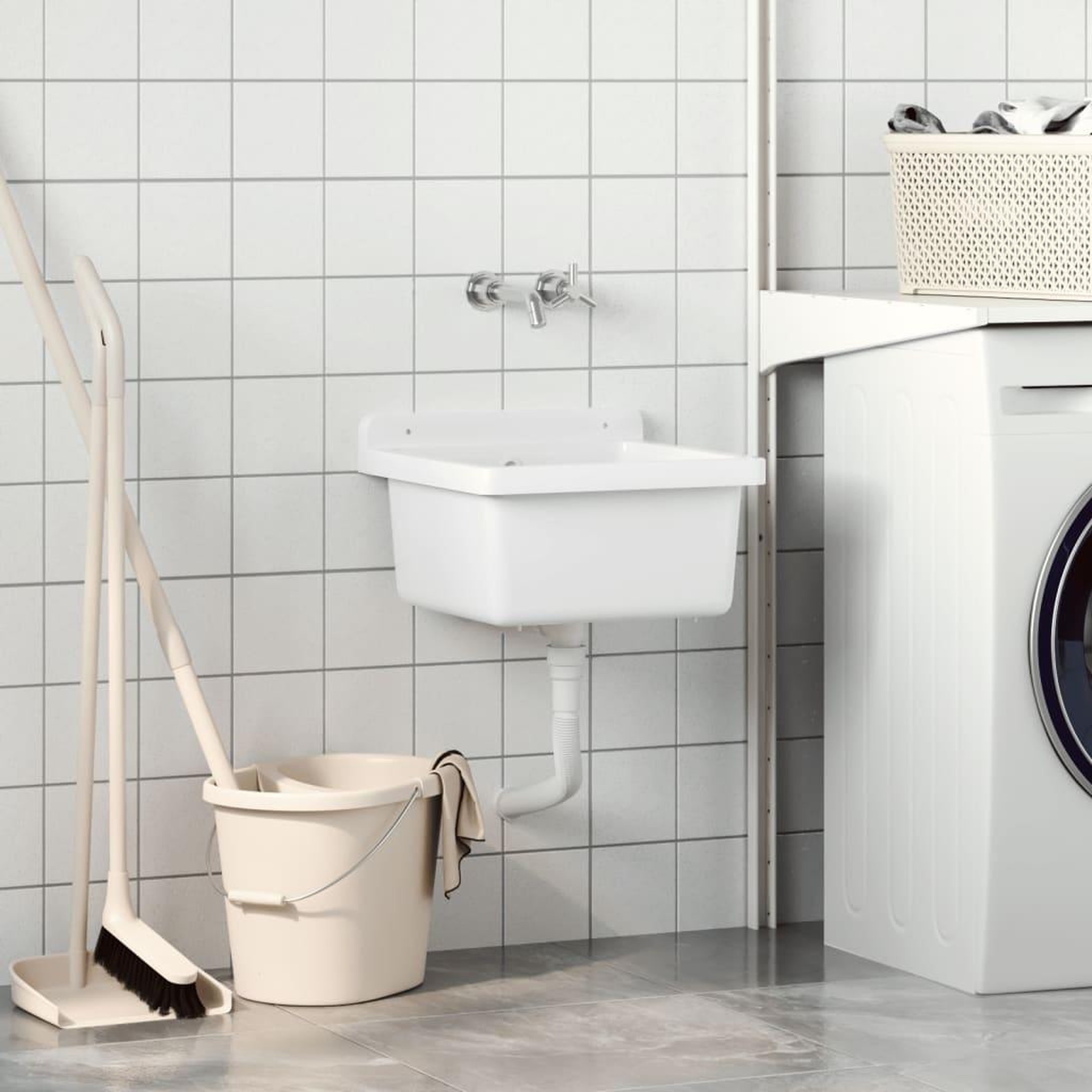 Voir la diapositive 3 : VIDAXL Lavabo pour montage murale blanc 40x40x24 cm resine