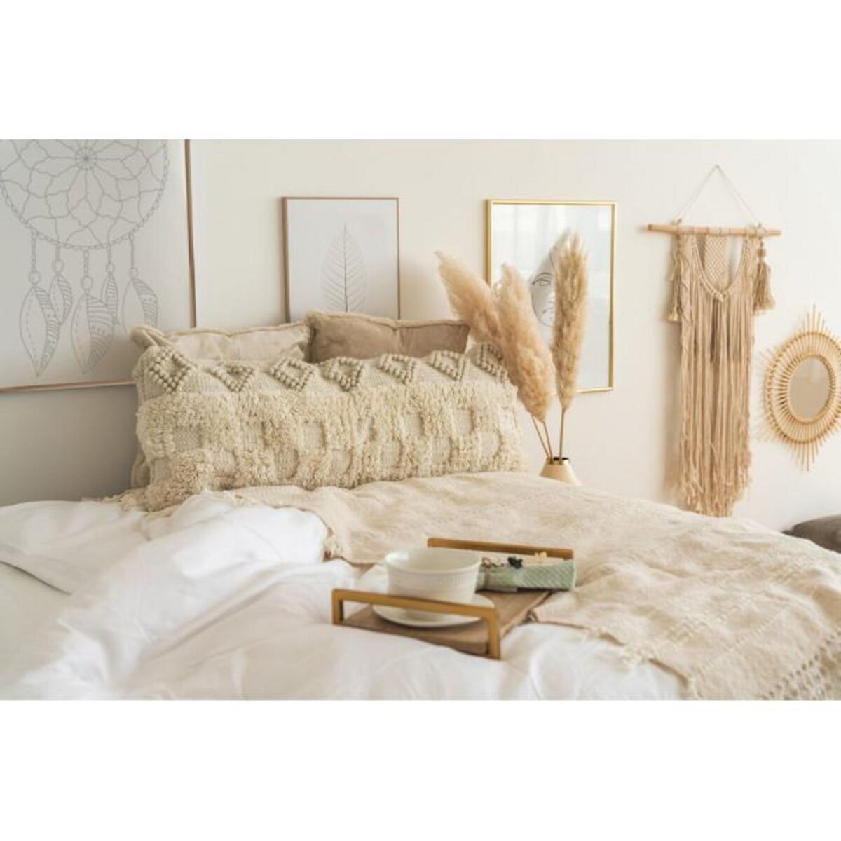 Paris Prix Coussin Tissé à la Main  Bohist  35x95cm Naturel