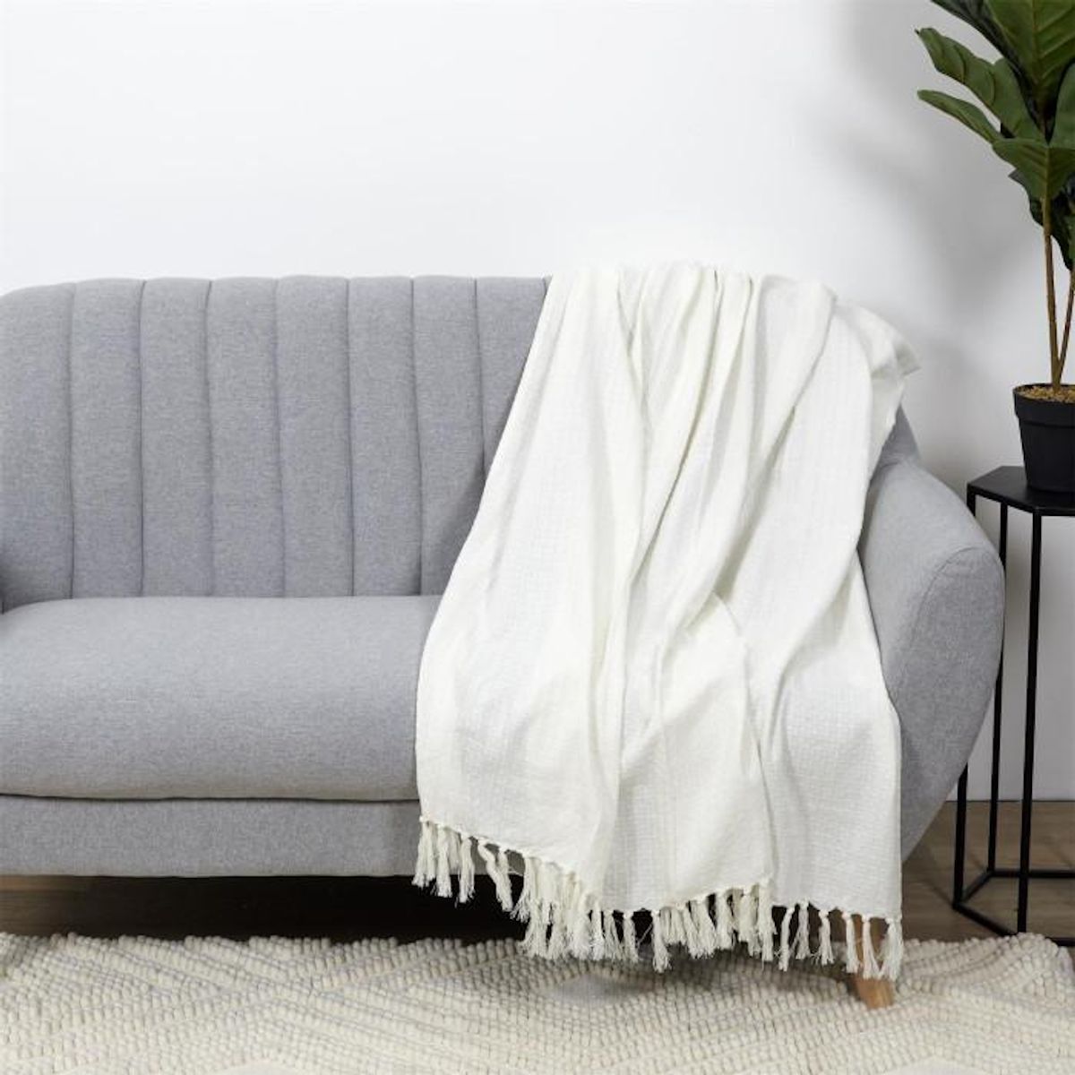 Paris Prix Jeté de Canapé  Gaufré  130x160cm Ivoire