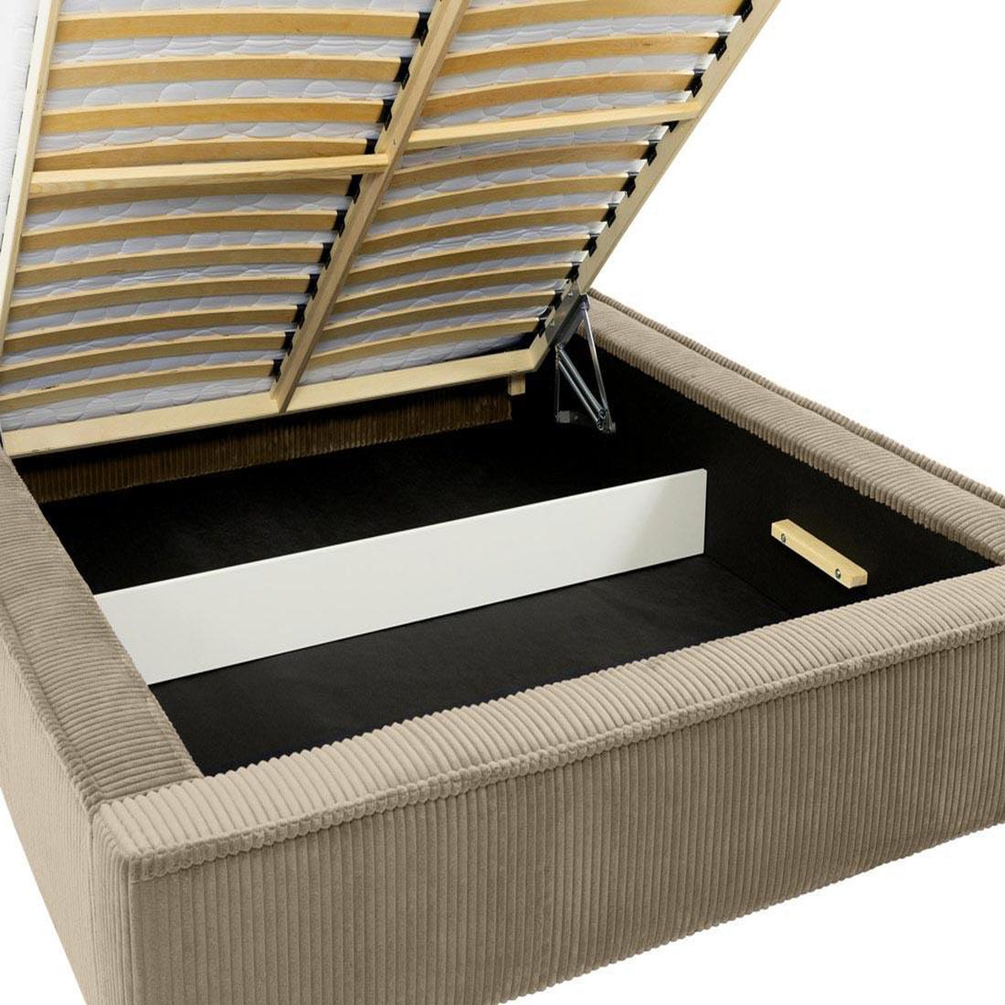 Voir la diapositive 5 : BEST MOBILIER Swan - lit coffre - 180x200 cm - sommier inclus - en velours côtelé grosses côtes