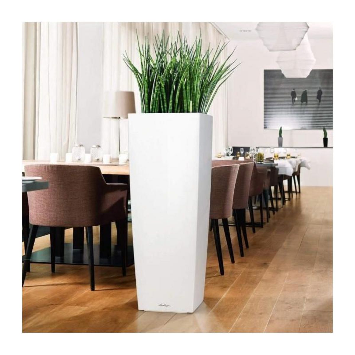 LECHUZA Cubico alto Premium 40 - Kit complet, argent métallisé 105 cm